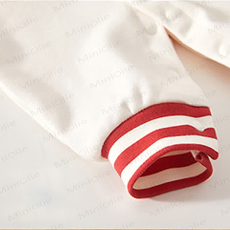 Baby Striped Sleeve Bear Badge Romper - image 8