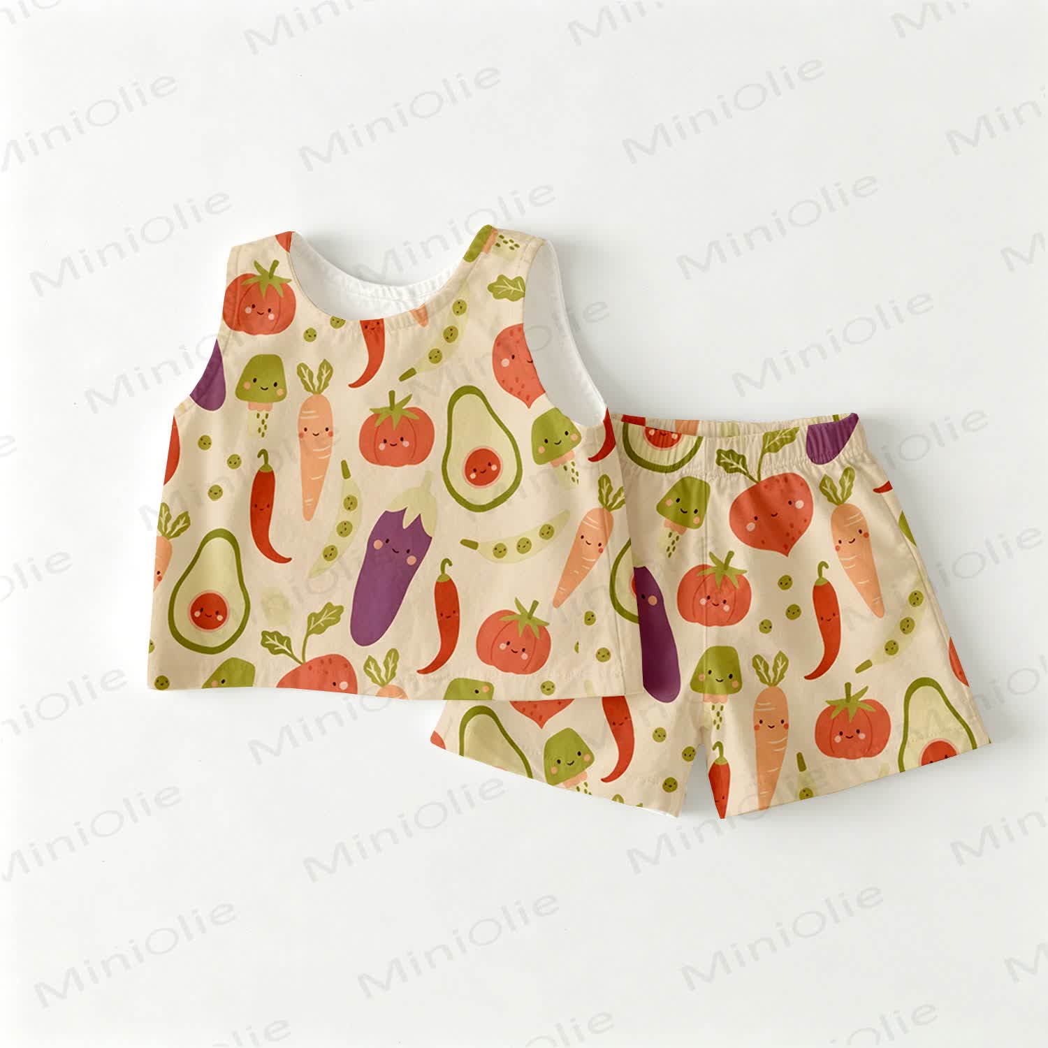 Baby Toddler Yellow Vegetable Print 2-piece Sleeveless Set - Yellow - 3-4T - image 1