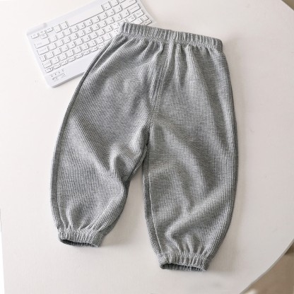 Baby Toddler Waffle Solid Color Pants - Gray - 8Y - image 10