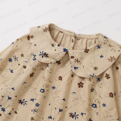 Toddler Vintage Flower Khaki Lapels Dress - image 4