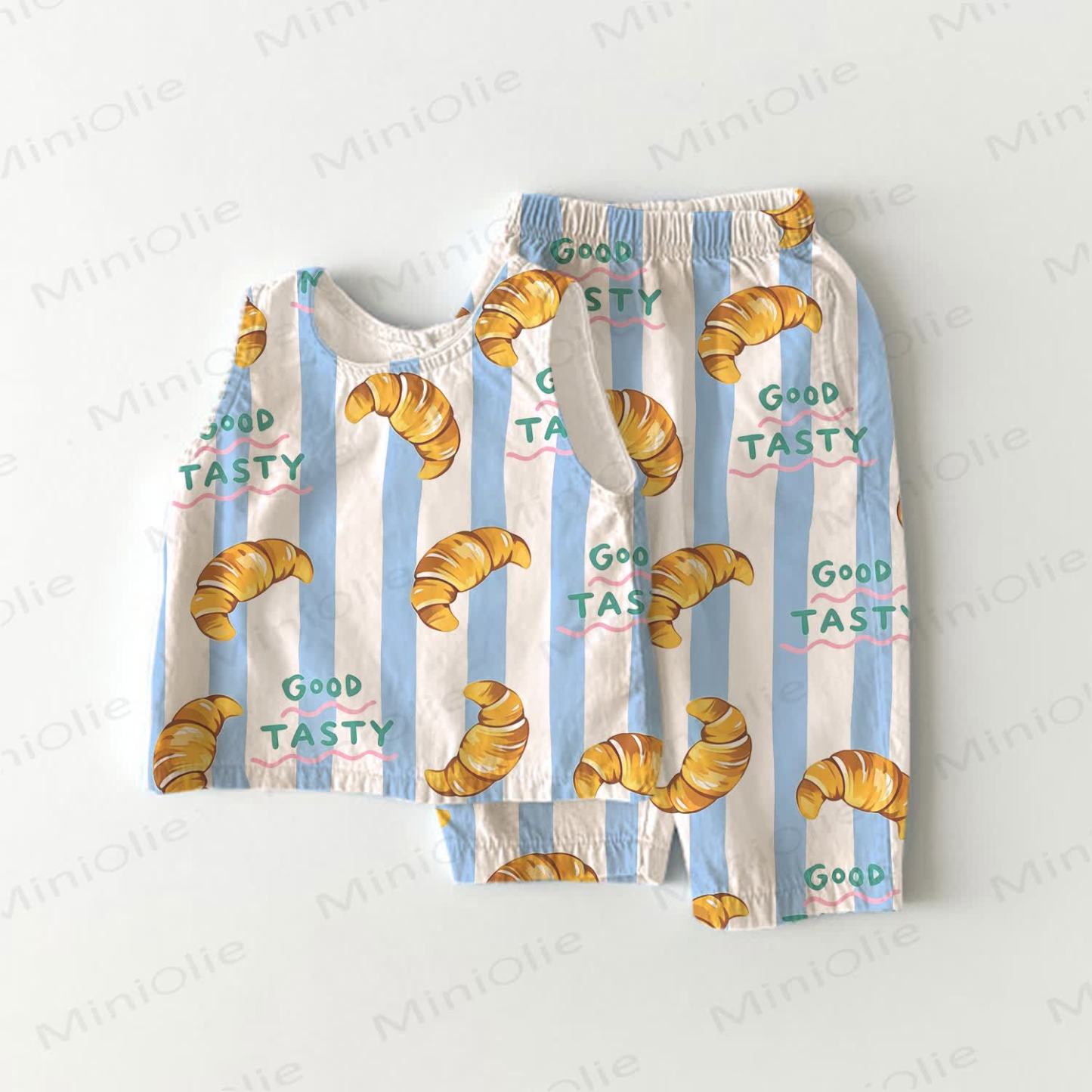GOOD TASTY Baby Toddler Croissant Print 2-piece Sleeveless Set - White - 3-4T - image 1
