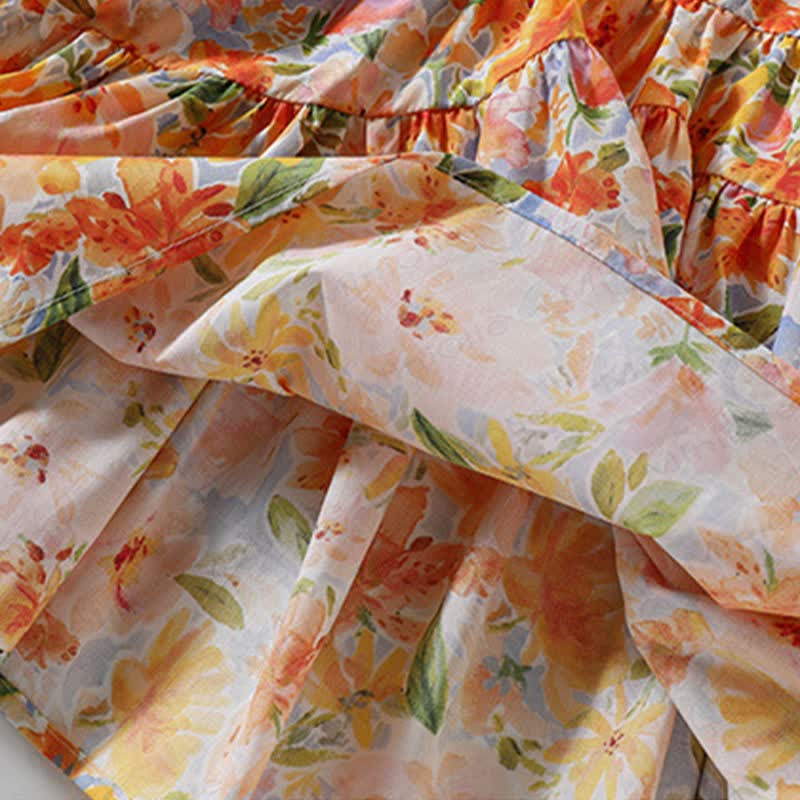 Toddler Girl Orange Floral Print Princess Dress - image 8