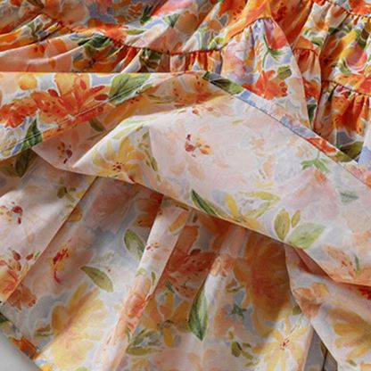 Toddler Girl Orange Floral Print Princess Dress - image 8