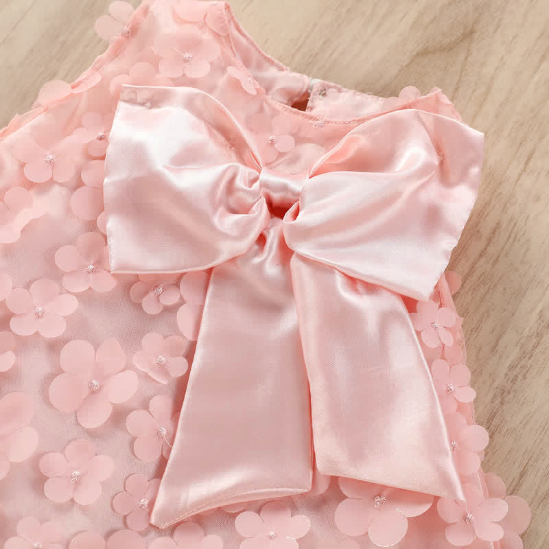Baby Bow Pink Tulle Flower Party Dress - image 5