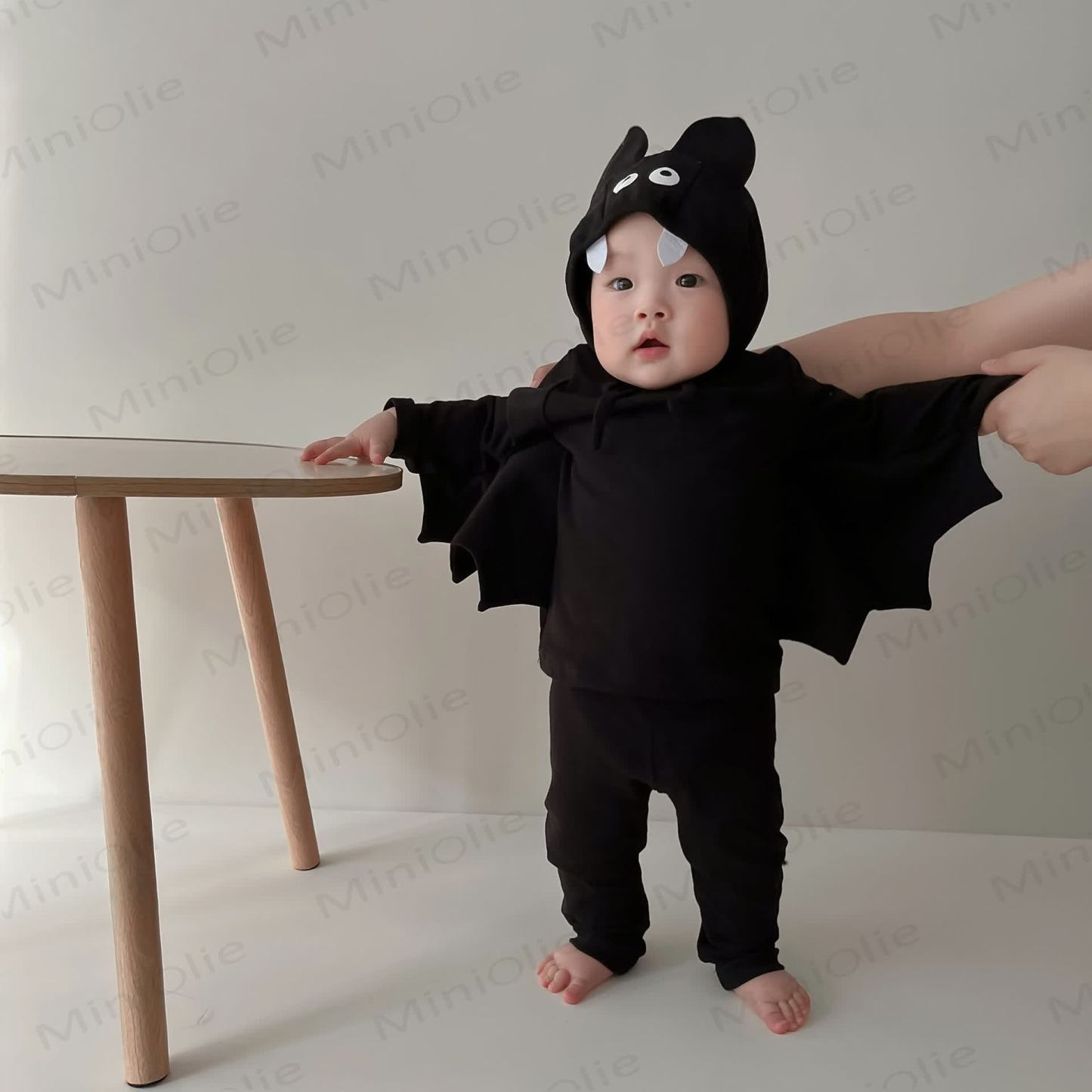 Baby Bat Cosplay 3 Pieces Set with Hat - Black - 2-3T - image 1