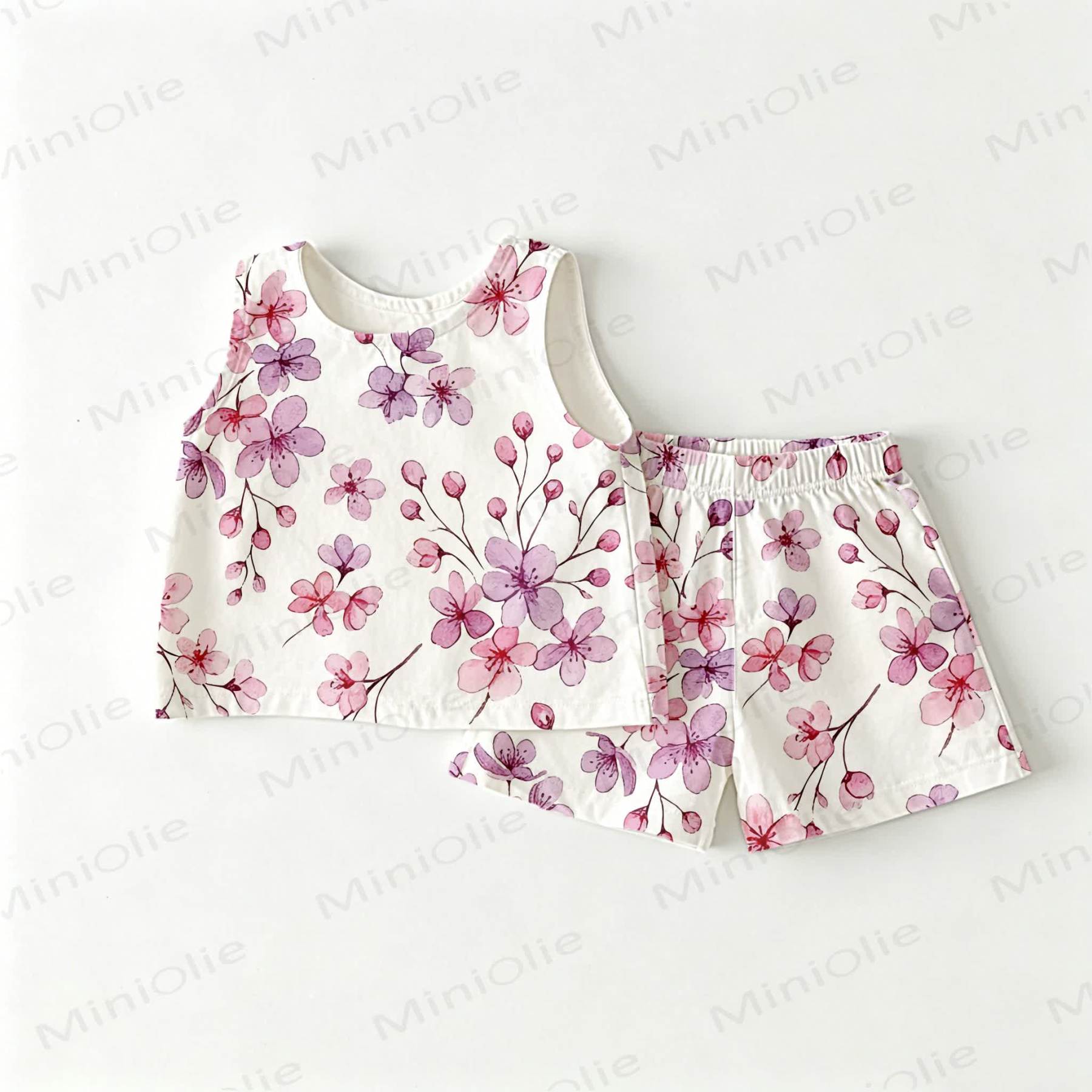 Baby Toddler White Cherry Blossom Sleeveless 2-piece Set - White - 3-4T - image 1