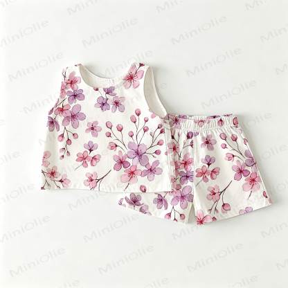 Baby Toddler White Cherry Blossom Sleeveless 2-piece Set - White - 3-4T - image 1