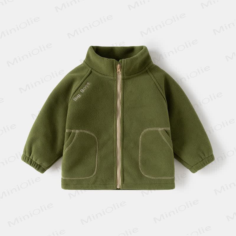Toddler Polar Fleece Stand Collar Outerwear - Olive Green - 8Y - image 9