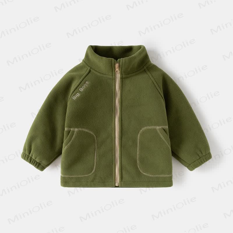 Toddler Polar Fleece Stand Collar Outerwear - Olive Green - 8Y - image 9