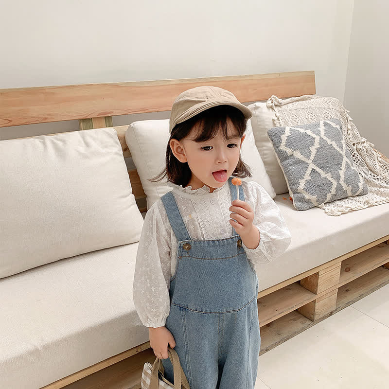 Toddler Solid Color Denim Blue Overalls - image 15