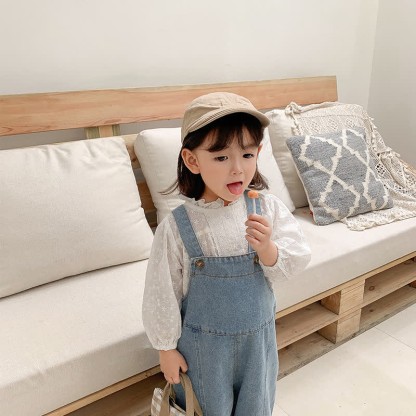 Toddler Solid Color Denim Blue Overalls - image 15