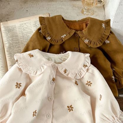 Baby Girl 2-piece Cord Embroidered Flower Set - image 12