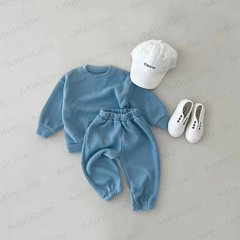 Baby Toddler Solid Color Casual 2 Pieces Set - Blue - 5-7T - image 3