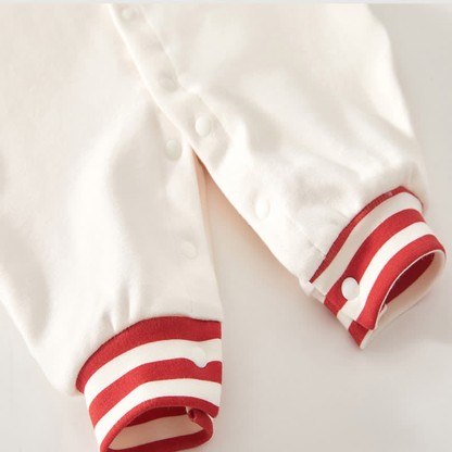 Baby Striped Sleeve Bear Badge Romper - image 9