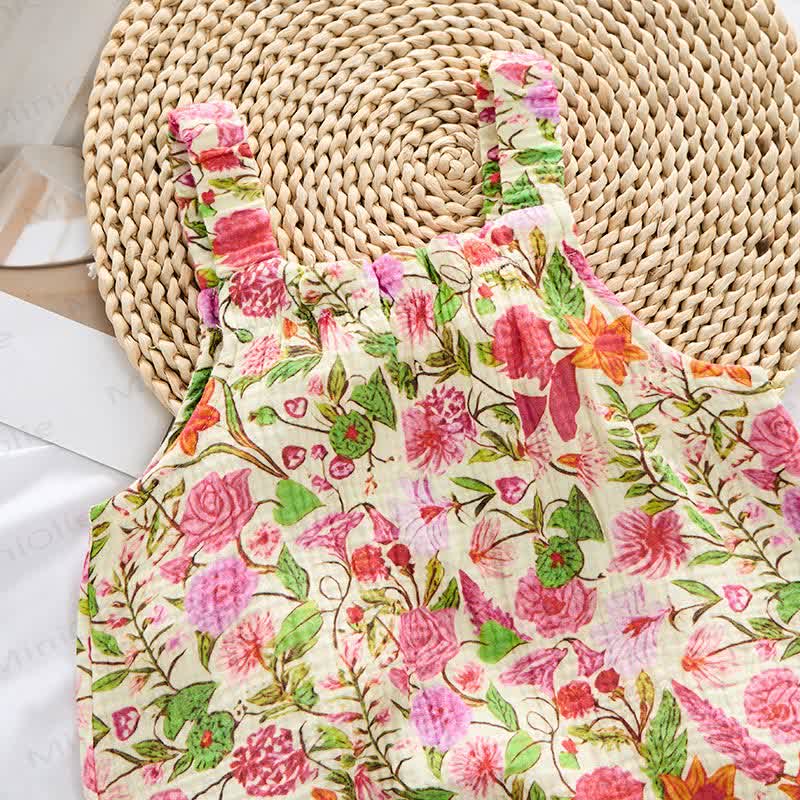 Baby Spring Red Floral Romper With Hat - image 5