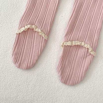 Baby Toddler Girl Solid Color Lace Ribbed Leggings - image 9