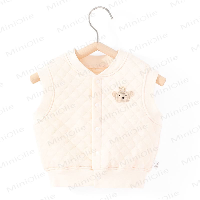 Baby Solid Color Quilted Vest Outerwear - Beige - 3-5T - image 4