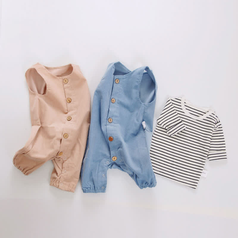 Baby Striped Shirt and Overalls Set