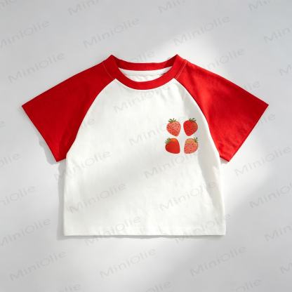 Toddler Strawberry Print Red Raglan T-shirt - Red - 8T - image 1