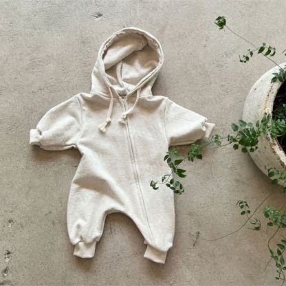 Baby Solid Color Hooded Casual Romper - Light Gray - 18-24M - image 5