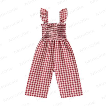 Baby Toddler Plaid Flutter Sleeves Romper - Red - 3-4T - image 6