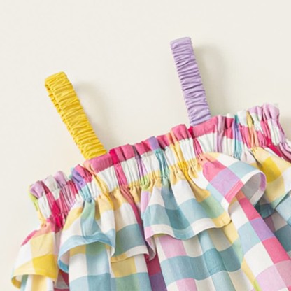 Toddler Lovely Colorful Plaid Suspenders Dress - image 5