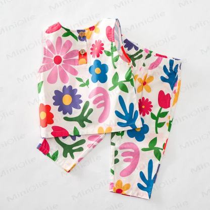 Baby Toddler Colorful Spring Flowers Sleeveless 2-piece Set - image 5