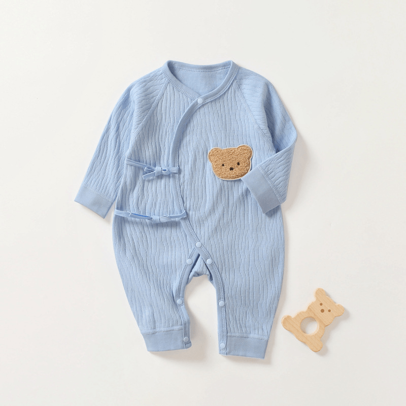 Baby Kimono Cute Plush Bear Romper - Blue - 3-6M - image 4