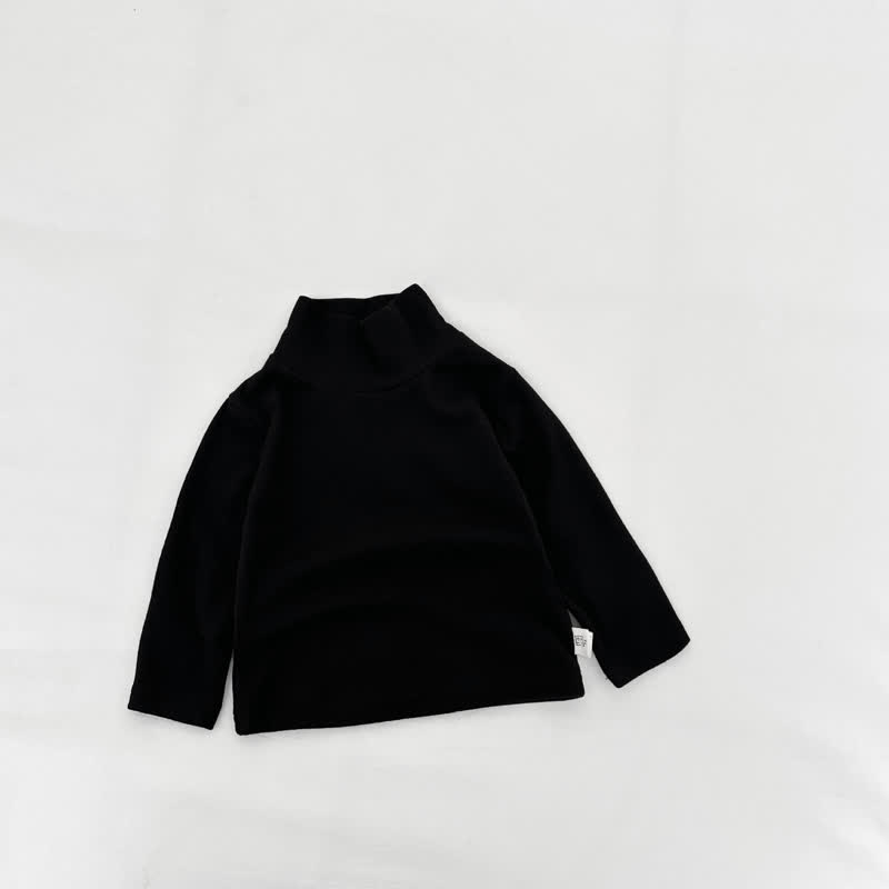  Baby Turtleneck Comfortable Solid Color T-shirt - Black - 3-5T - image 10