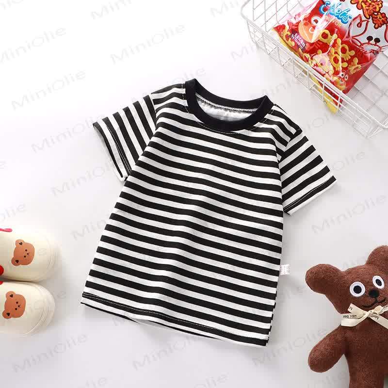 Kids Simple Striped Base Layer T-Shirt - Black - 10Y - image 3