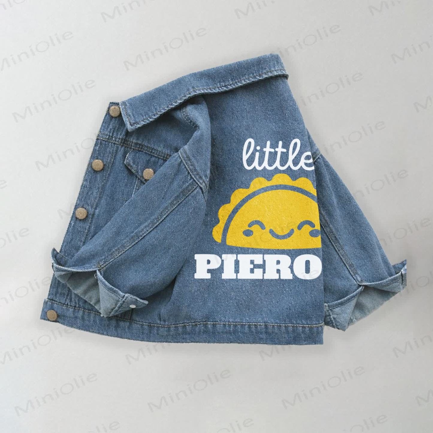 LITTLE PIEROGI Toddler Kid Golden Dumplings Print Denim Jacket - Blue - 10-11T - image 1