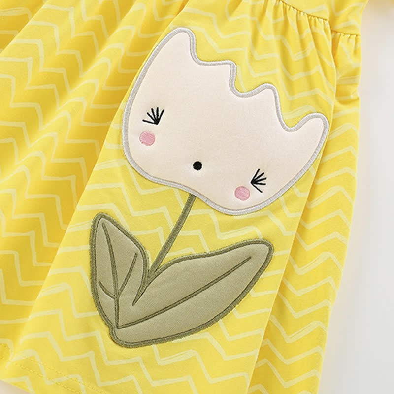 Toddler Kid Yellow Flower Wavy Grain Dress - image 5