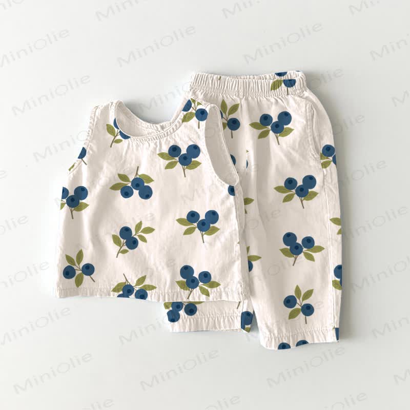 Baby Toddler Girl Blueberry White Sleeveless 2-piece Set - White - 3-4T - image 1