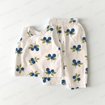 Baby Toddler Girl Blueberry White Sleeveless 2-piece Set - White - 3-4T - image 1