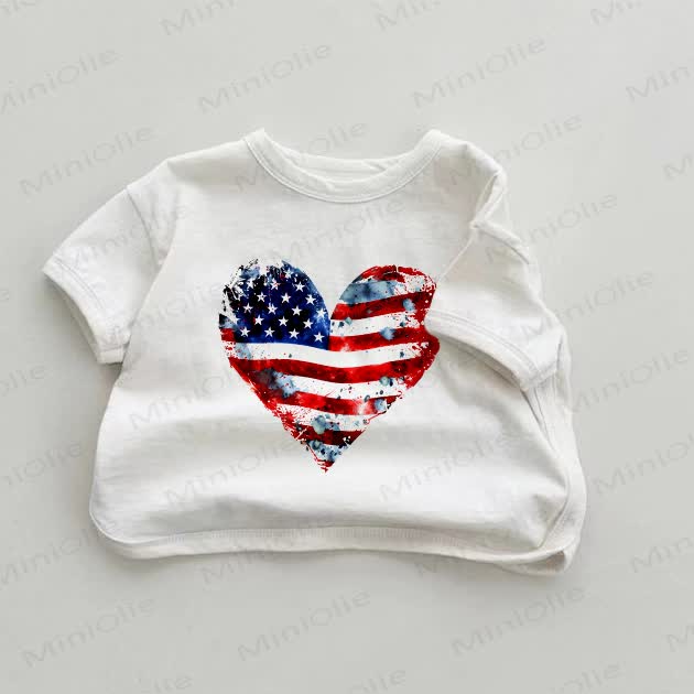 Baby Heart-shaped National Flag White T-shirt - White - 18-24M - image 1