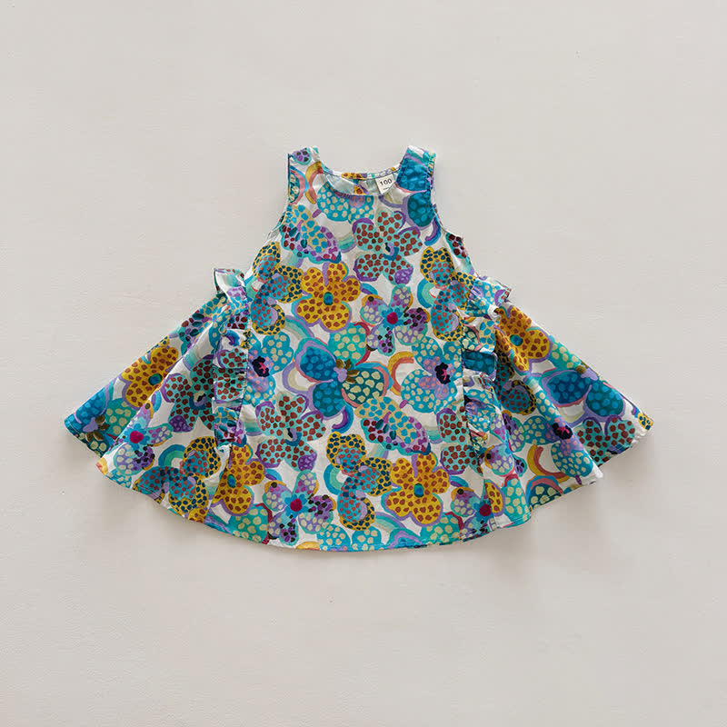 Toddler Chic Dots Flower Sleeveless Dress - Blue - 10Y - image 13