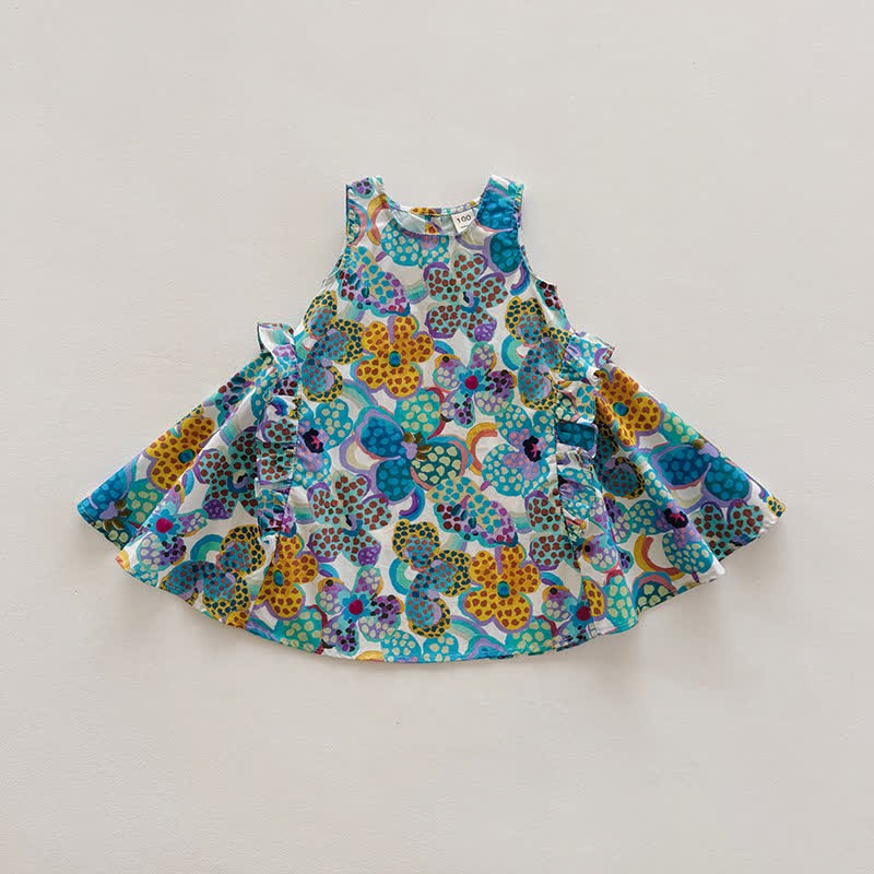 Toddler Chic Dots Flower Sleeveless Dress - Blue - 10Y - image 13