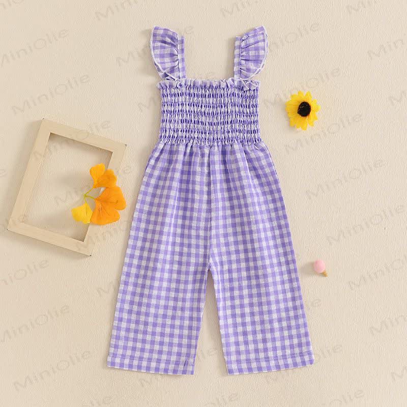 Baby Toddler Plaid Flutter Sleeves Romper - image 13