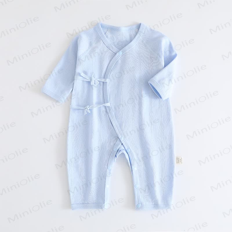  Baby Simple Solid Color Kimono Romper - Blue - 3-6M - image 4