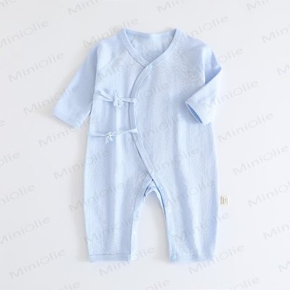  Baby Simple Solid Color Kimono Romper - Blue - 3-6M - image 4