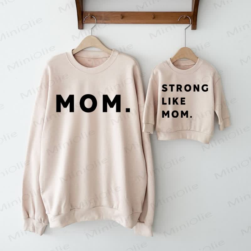 MOM./STRONG LIKE MOM. Beige Family Slogan Sweatshirt - Beige - Adult Sweatshirt: XL - image 1