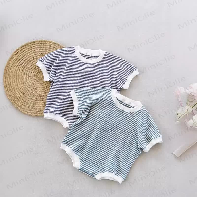 Baby Waffle Striped Loose Simple Bodysuit - image 4