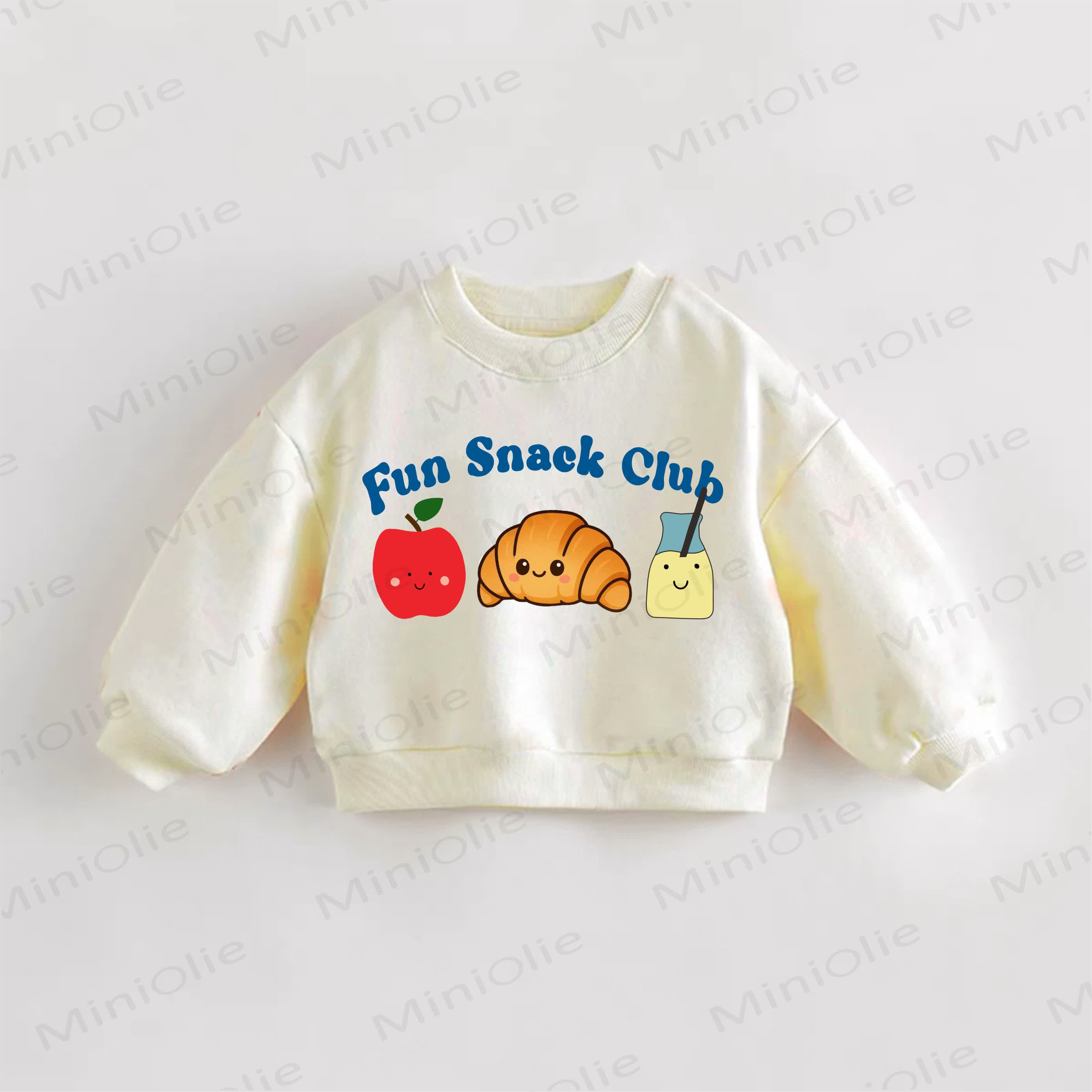 FUN SNACK CLUB Baby Toddle Snack Print Sweatshirt - Cream - 3-5T - image 1