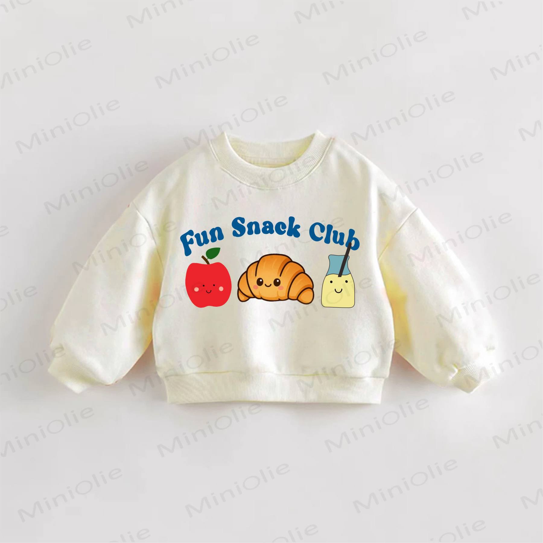 FUN SNACK CLUB Baby Toddle Snack Print Sweatshirt - Cream - 3-5T - image 1