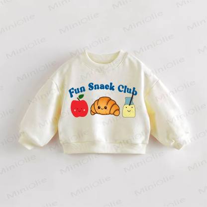 FUN SNACK CLUB Baby Toddle Snack Print Sweatshirt - Cream - 3-5T - image 1