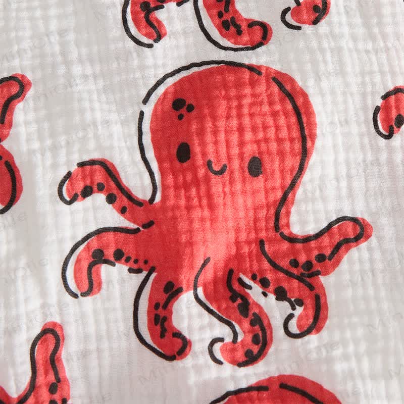 Baby Octopus Printed White Romper with Hat - image 4