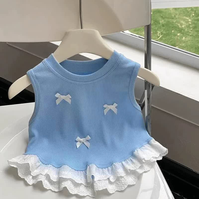 Toddler Girl Bow Lace Tank - Blue - 8Y - image 9