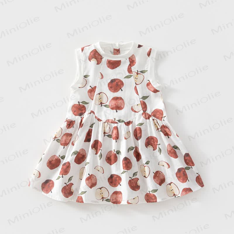 Toddler Baby Girl Fruit Print Sleeveless Dress - White - 4-5T - image 4