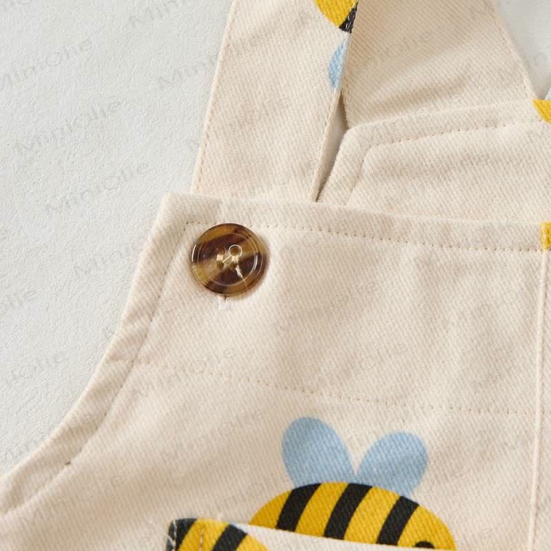 Baby Toddler Bee Beige Overalls - image 5