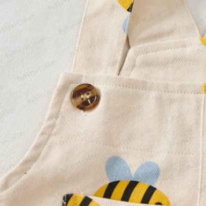 Baby Toddler Bee Beige Overalls - image 5